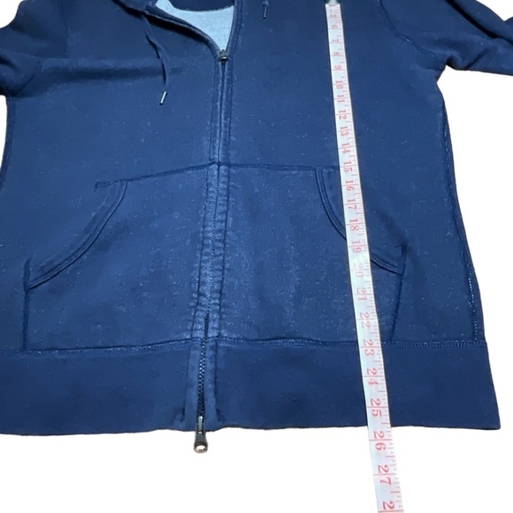 UNIQLO 100% Cotton Women’s Blue Full Zip Hoodie Kangaroo Pockets US Sz L - Picture 6 of 8